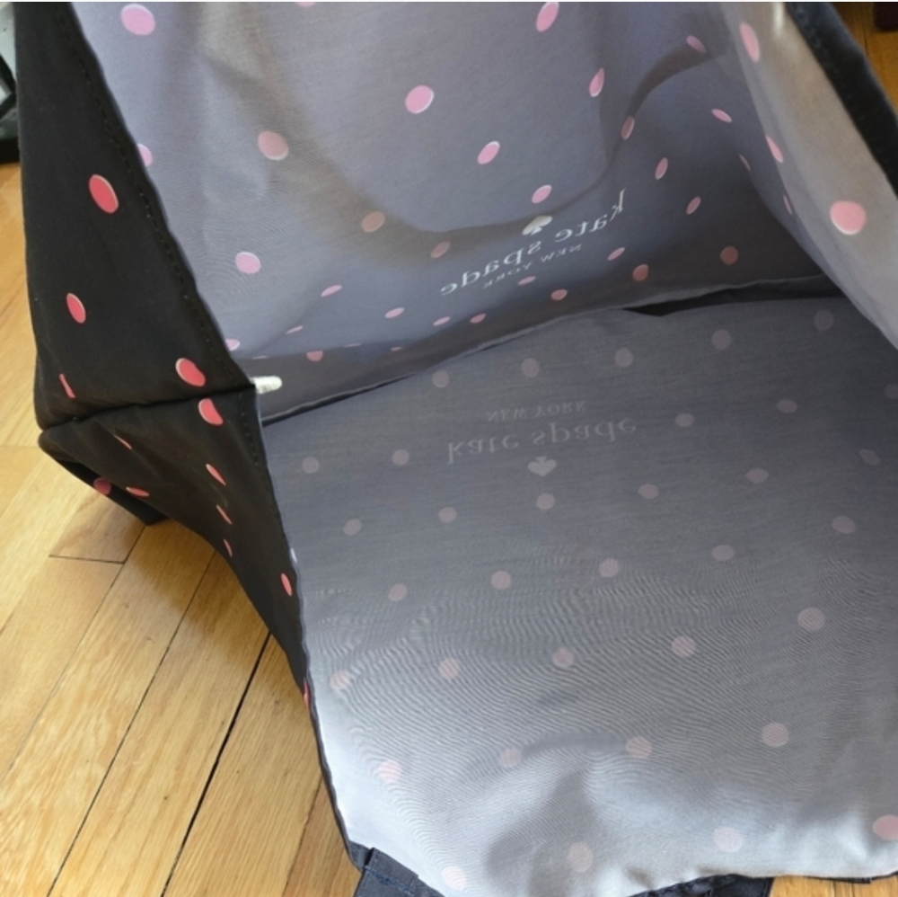 Kate Spade Nave Blue With Pink Polka Dots Large Canvas Bag - Picture 6 of 6